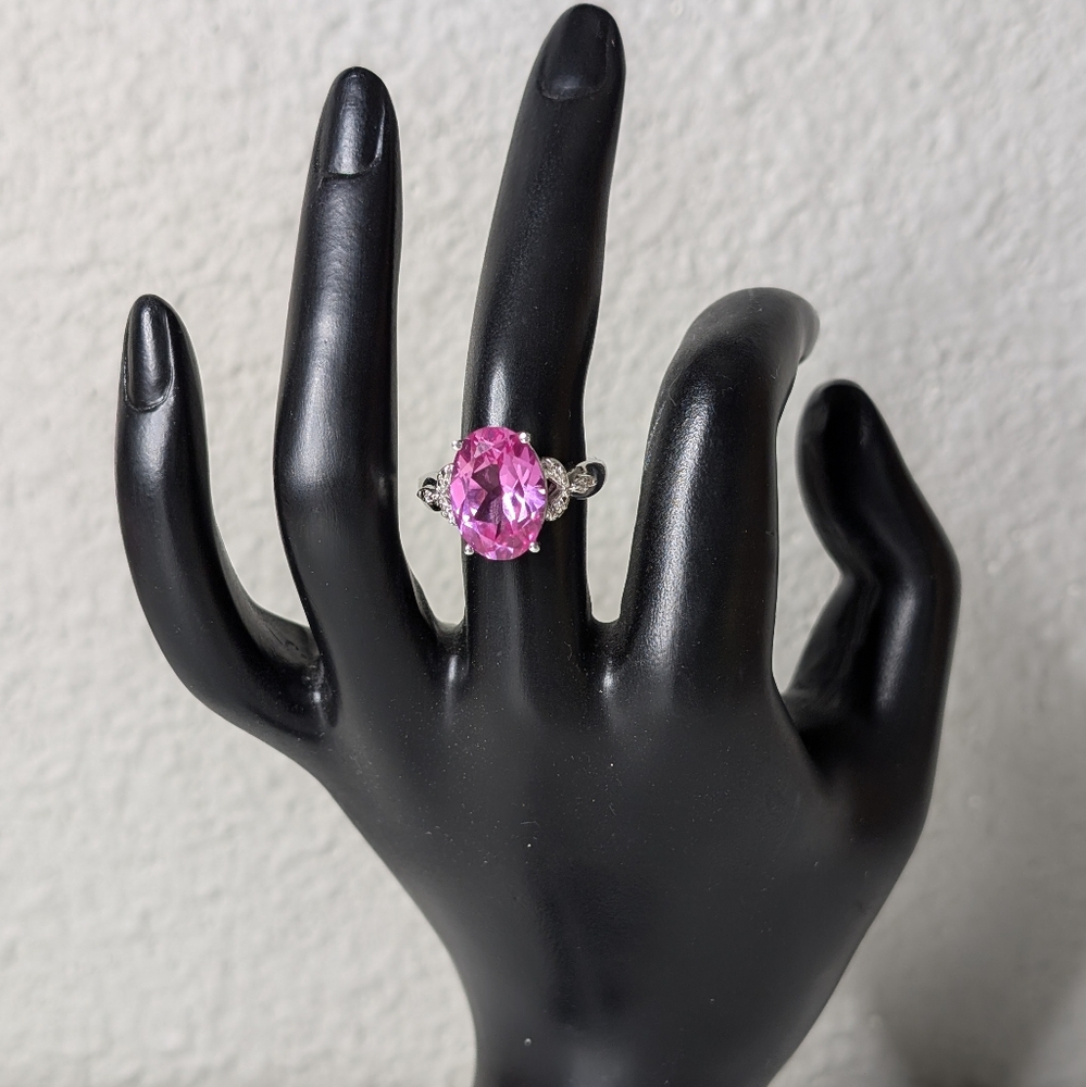 Vintage 10K Pink Sapphire ring 6.75 UV Glow 4.6grams